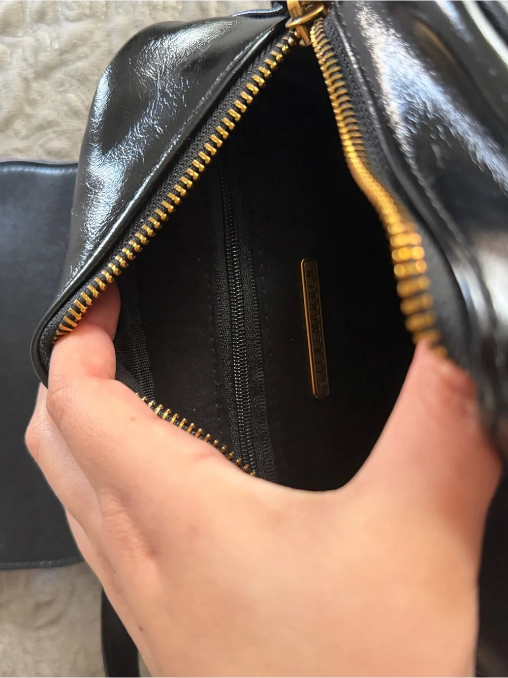 Steve Madden Black Leather Crossbody with Gold Ring Hardware